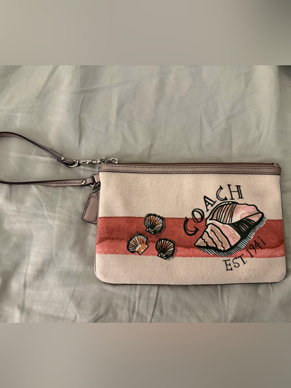 Coach Canvas Wristlet Shell Motif